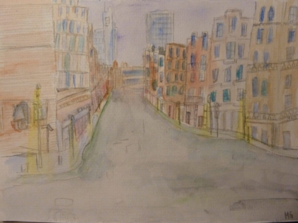 Marlene Grundey, 'Leere Straßen', Bleistift-Aquarell, 11.Kl.