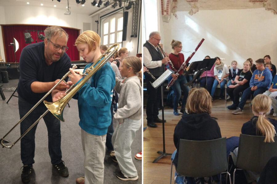 Viele Musikinstrumente – noch mehr Kinder – sehr viel Interesse und Spaß